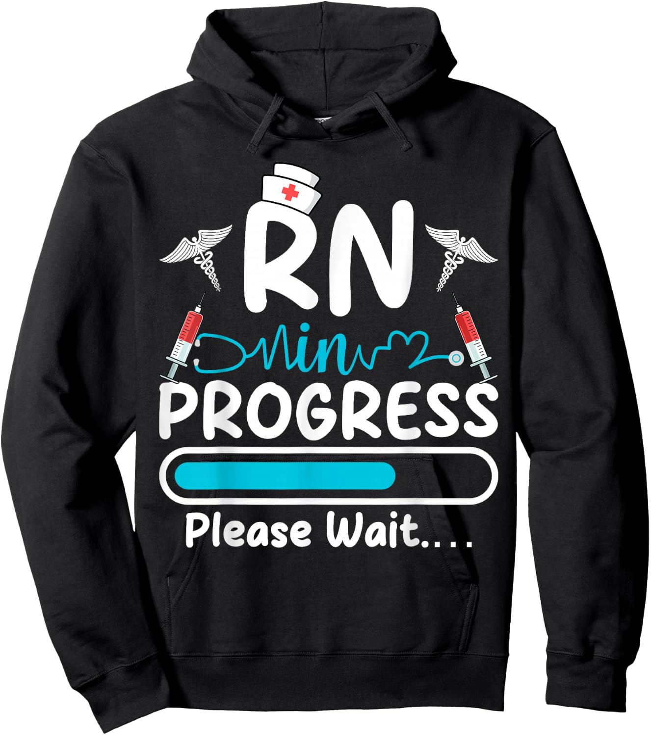 RN In Progress Loading Funny Future Nurse Graduation Lover Hoodie - Hoodie | Black