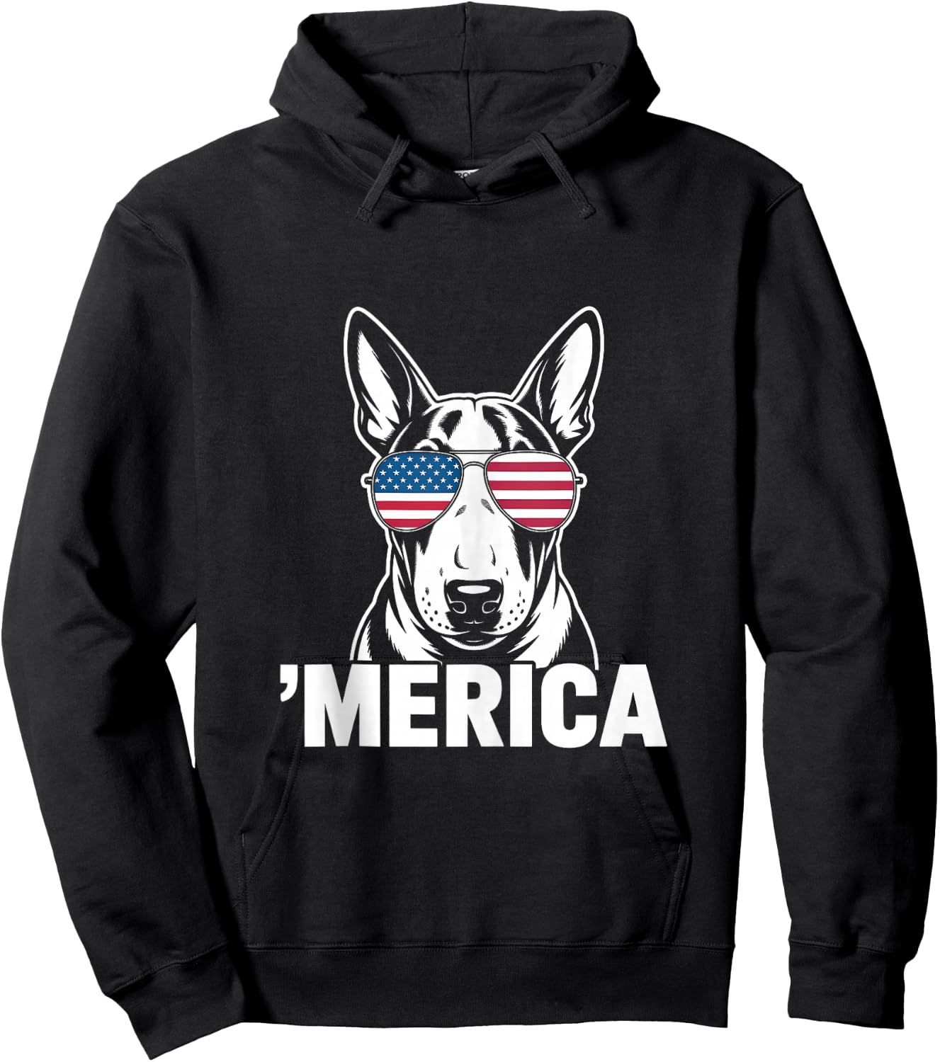 Patriotic USA American Flag 4th of July Bull Terrier Hoodie - Hoodie | Black