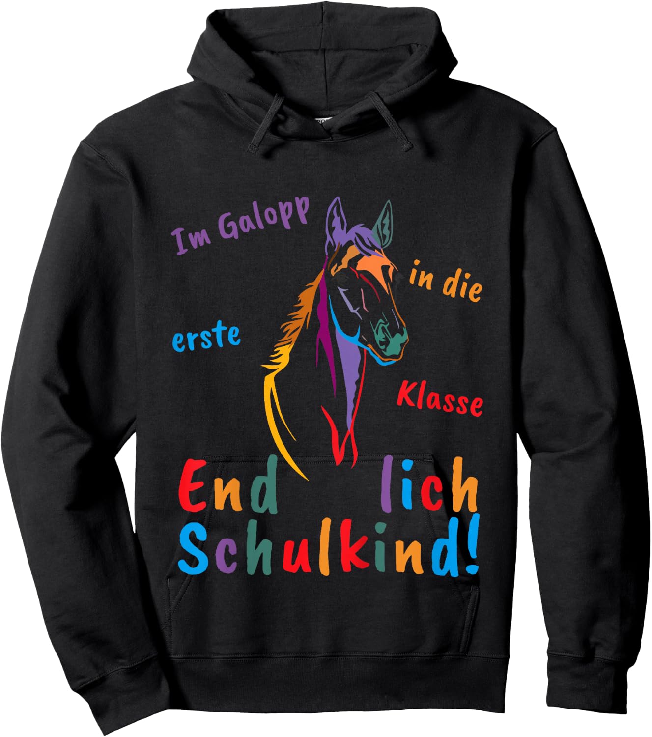 Kinder Schultüte Pferd Einschulung Mädchen Outfit Schulkind 2024 Hoodie - Hoodie | Black