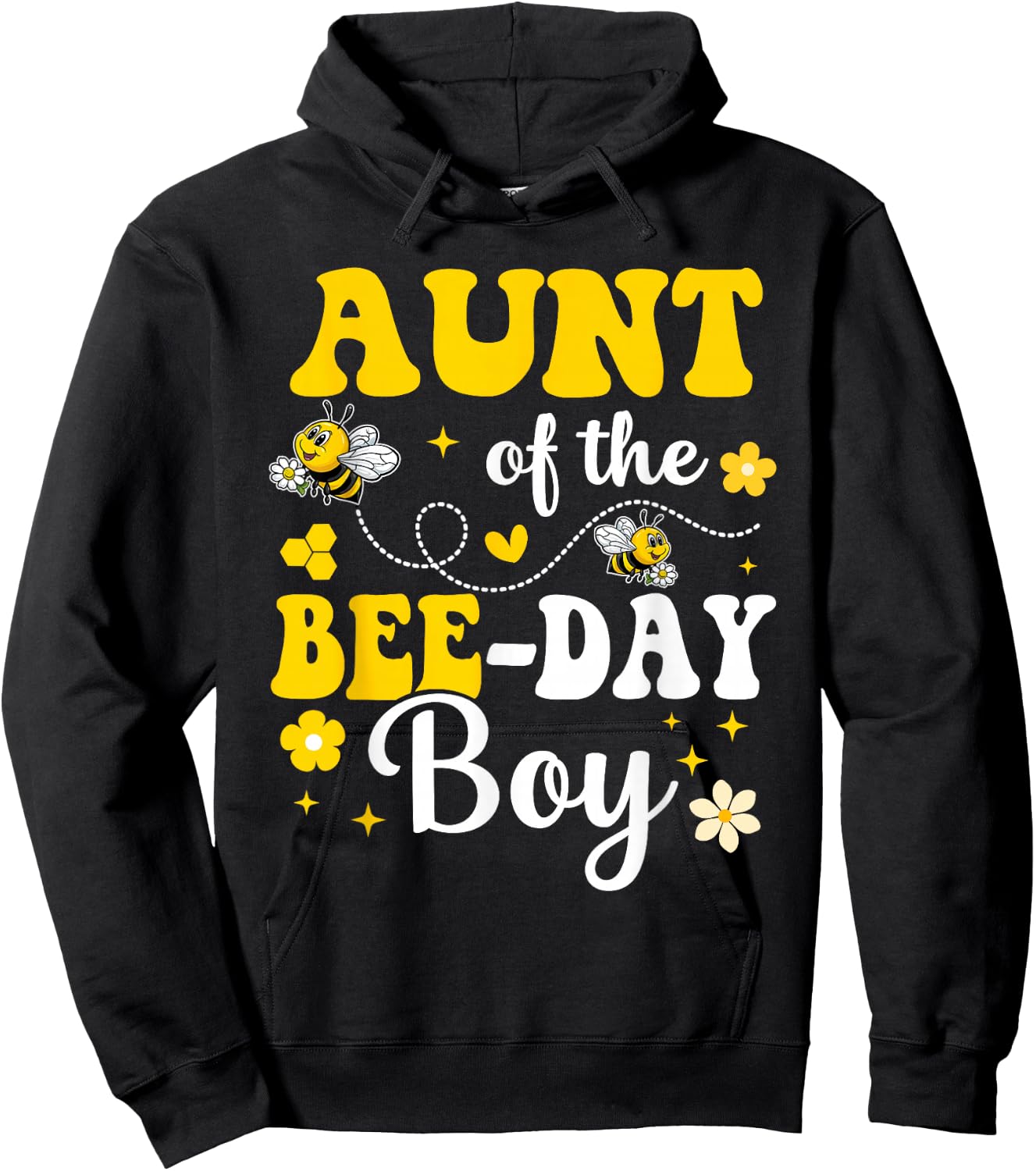 Aunt of the Bee Day Boy Bee Birthday Party Matching Family Hoodie - Hoodie | Black