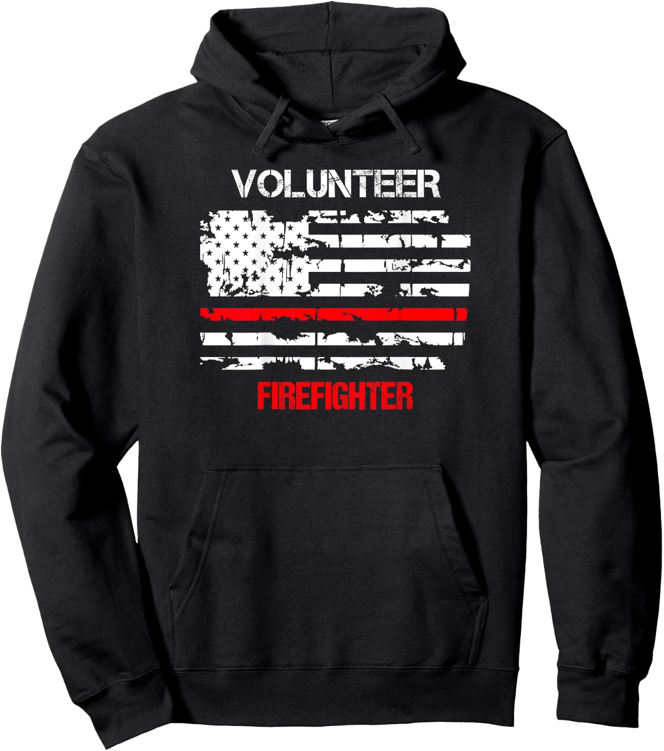 Volunteer Firefighter Thin Red Line Hoodie - Hoodie | Black