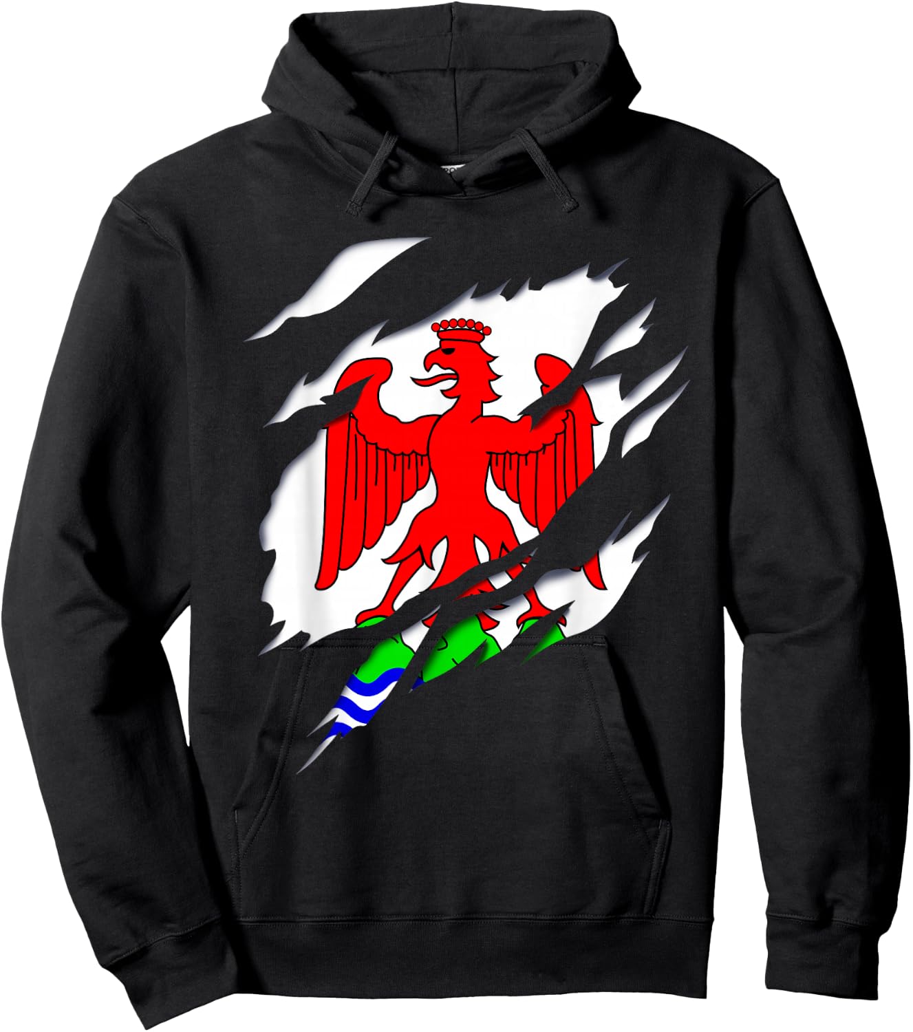 Nice Nice Flag Crest Ripped 3D Effect France , Black, S Hoodie - Hoodie | Black