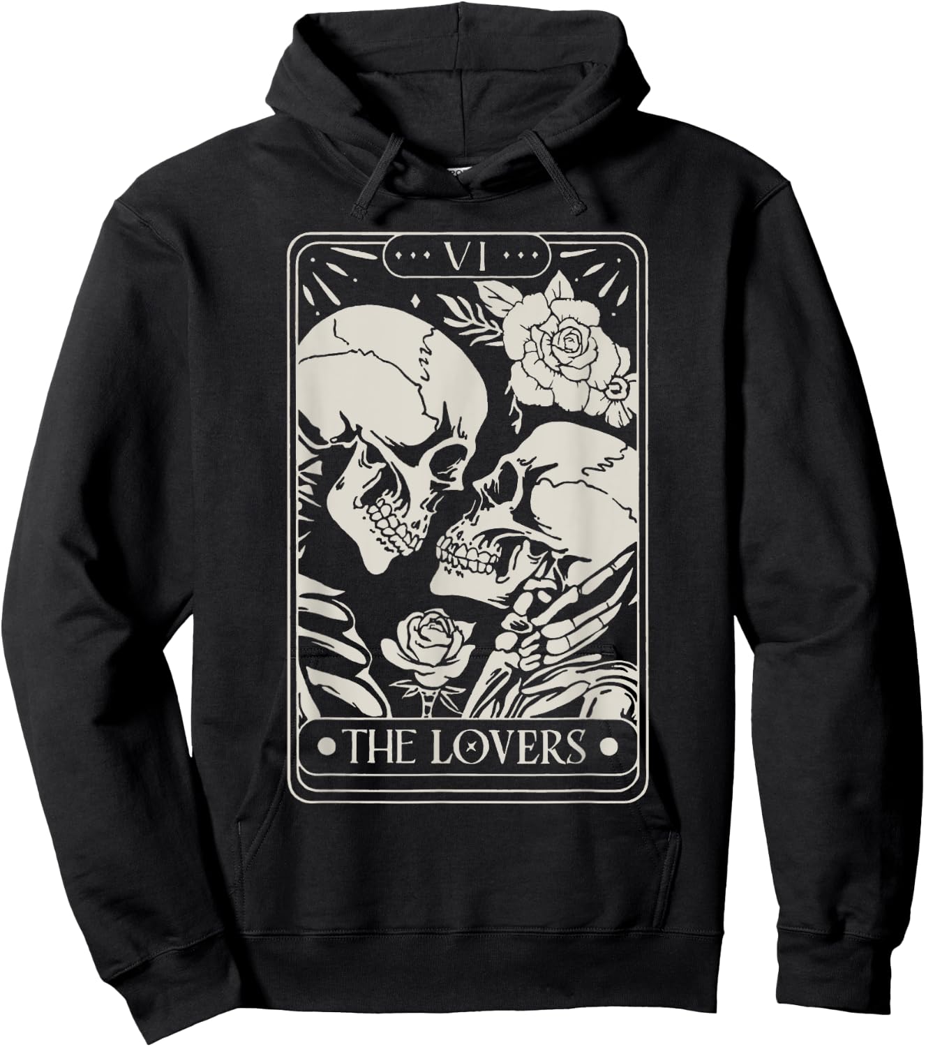 The Lovers Tarot Card Skeletons Kissing In Love Hoodie - Hoodie | Black