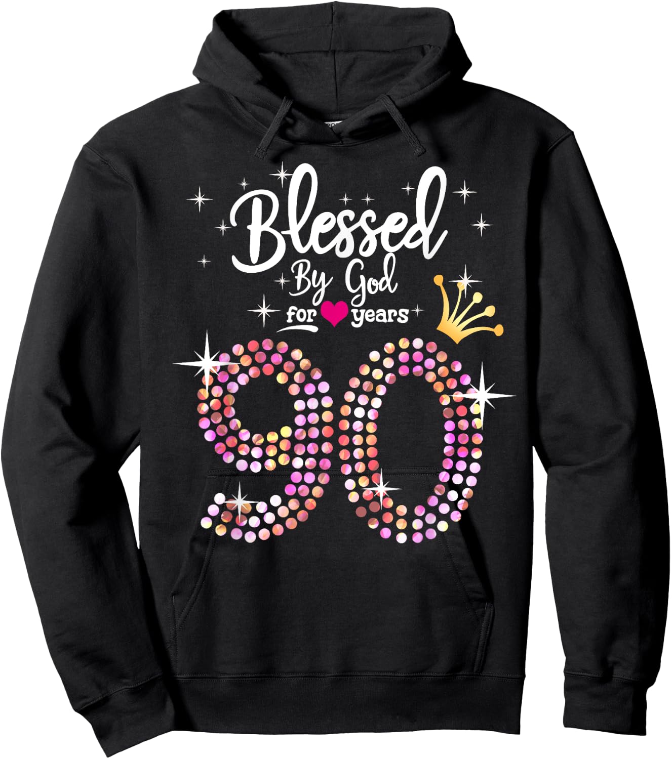 Blessed by God for 90 Years 90th Birthday Anniversary Hoodie - Hoodie | Black