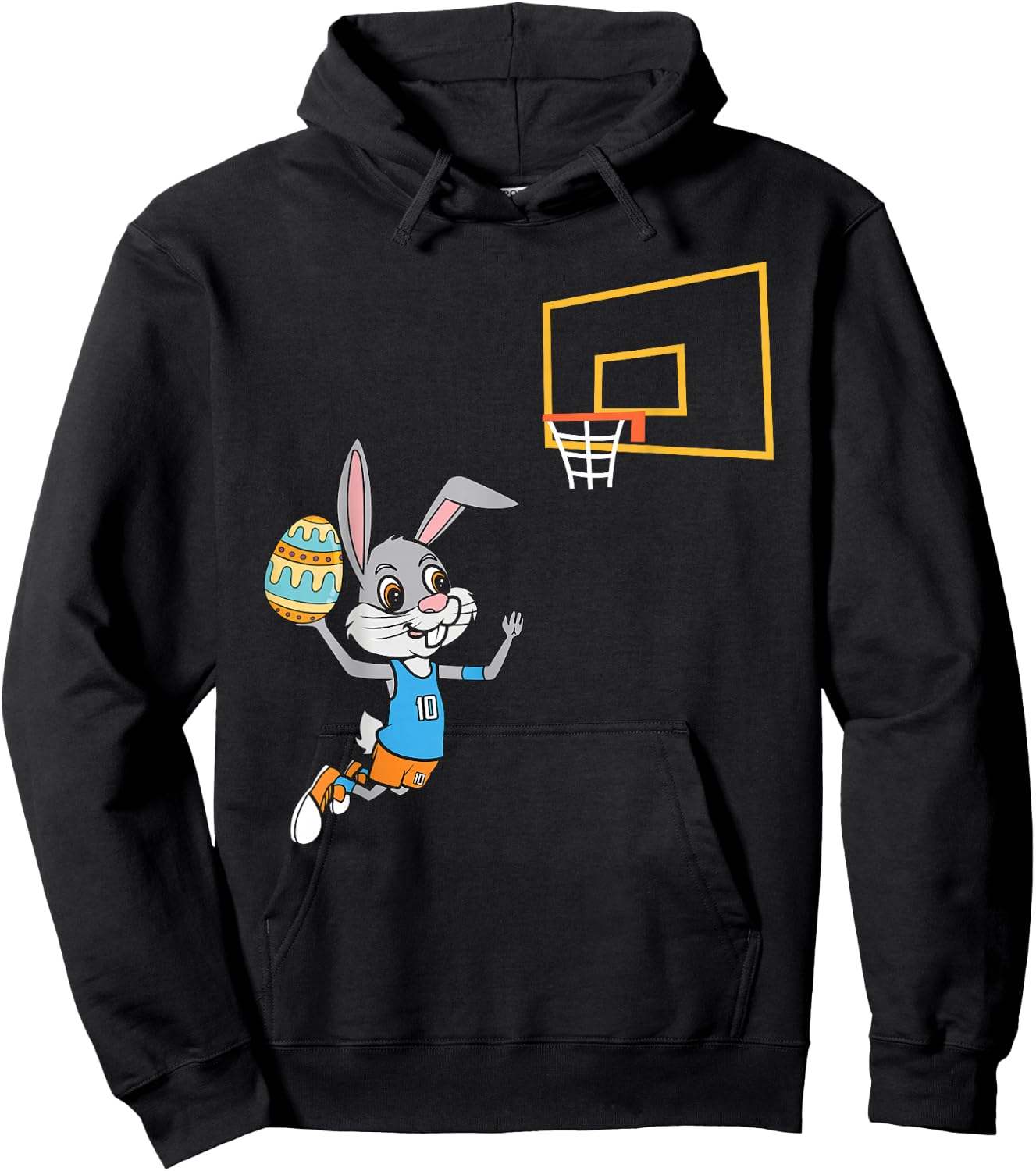 Funny Easter Egg Bunny Dunk Basketball Game Easter Kids Boys Hoodie - Hoodie | Black