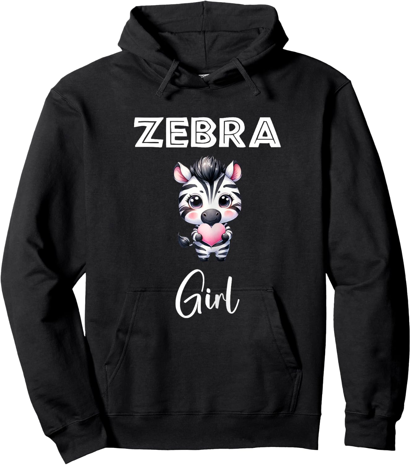 Zebra Shirt Zebra Girl Cute Baby Zebra Holding Heart Zebras Hoodie - Hoodie | Black