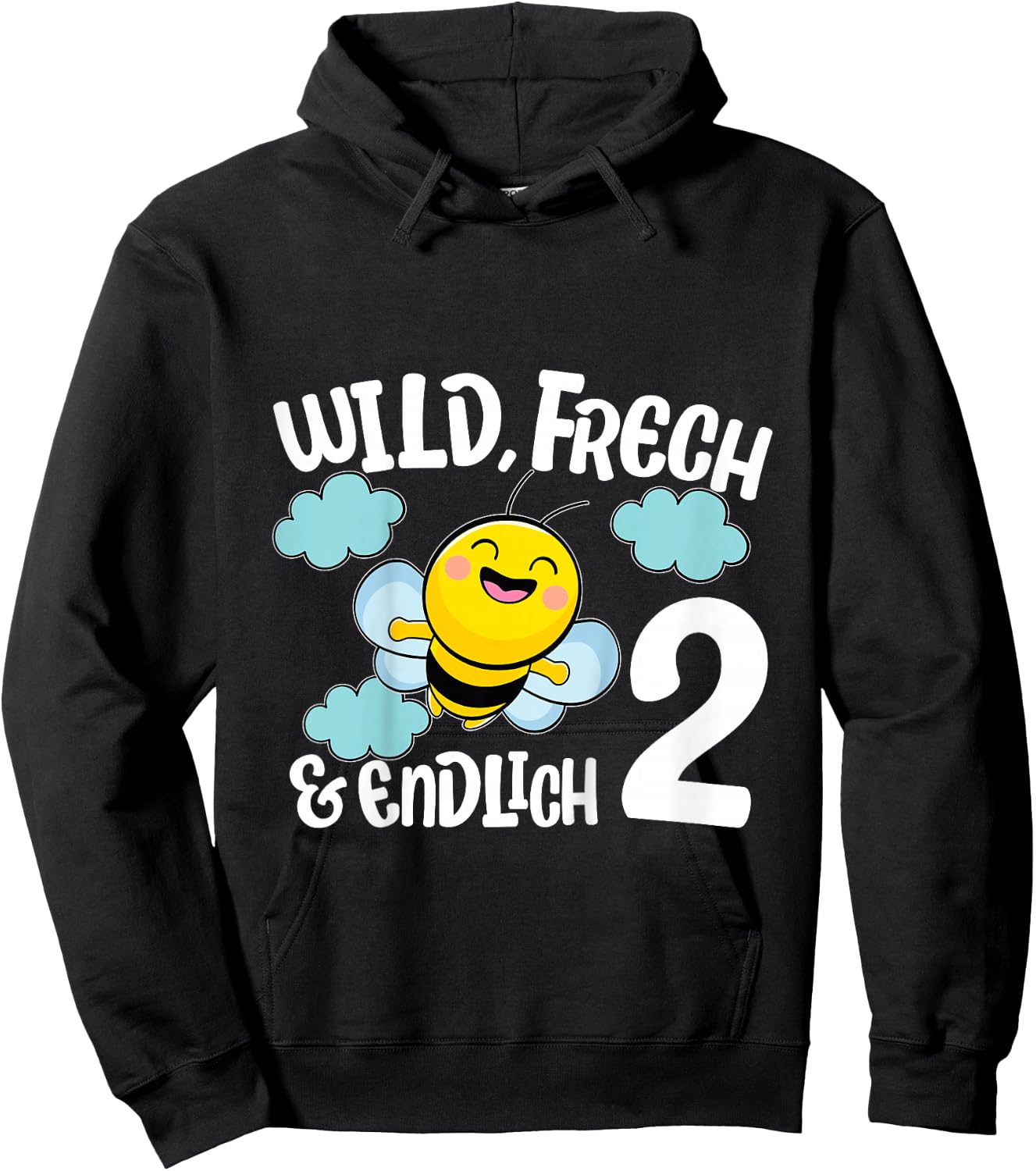 Children's Cute Bee Birthday Shirt Cheeky & Finally 2 Years Girls , black, 80 Hoodie - Hoodie | Black