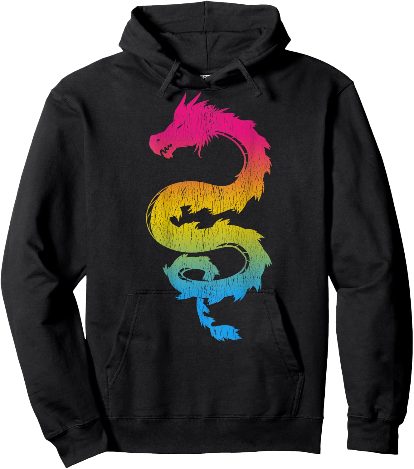 Pansexual Japanese Dragon Pan Pride Flag Colors Back Design Hoodie - Hoodie | Black