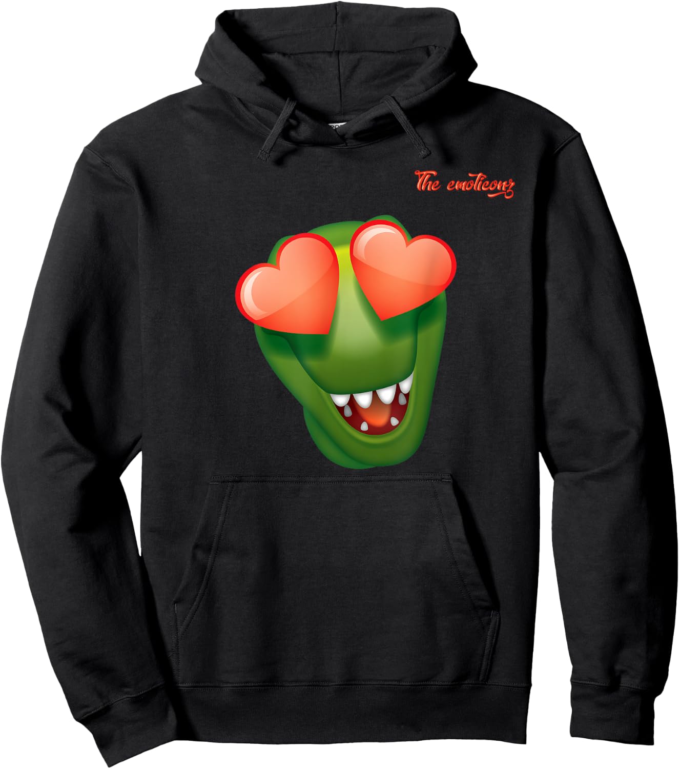 Emoji Happy Love Eyes Dinosaur Face Hoodie - Hoodie | Black