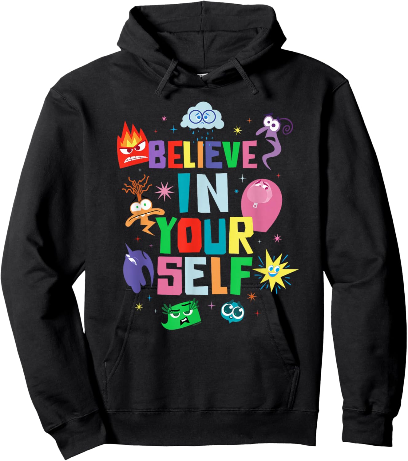 Disney and Pixar's Inside Out 2 Emotions Believe in Yourself , Black, S Hoodie - Hoodie | Black