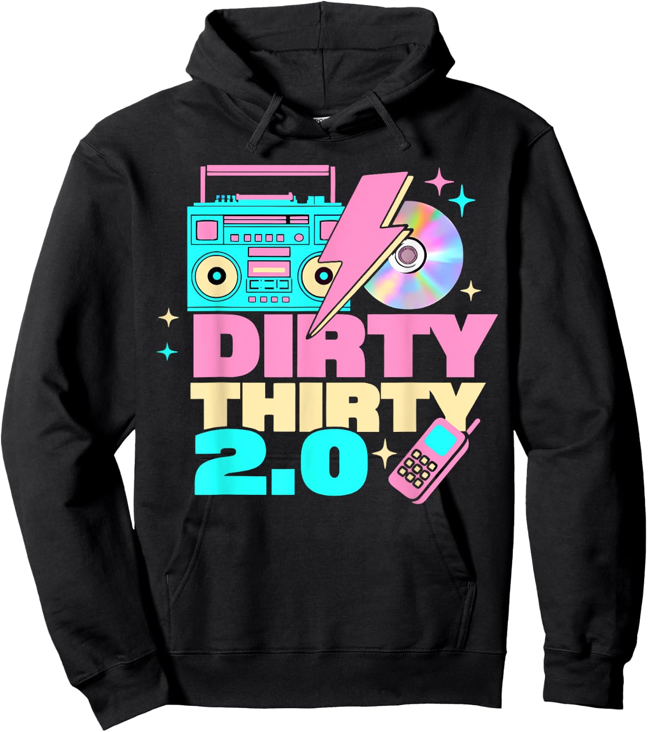 Dirty Thirty 2.0 60th Birthday Fun Retro Hoodie - Hoodie | Black