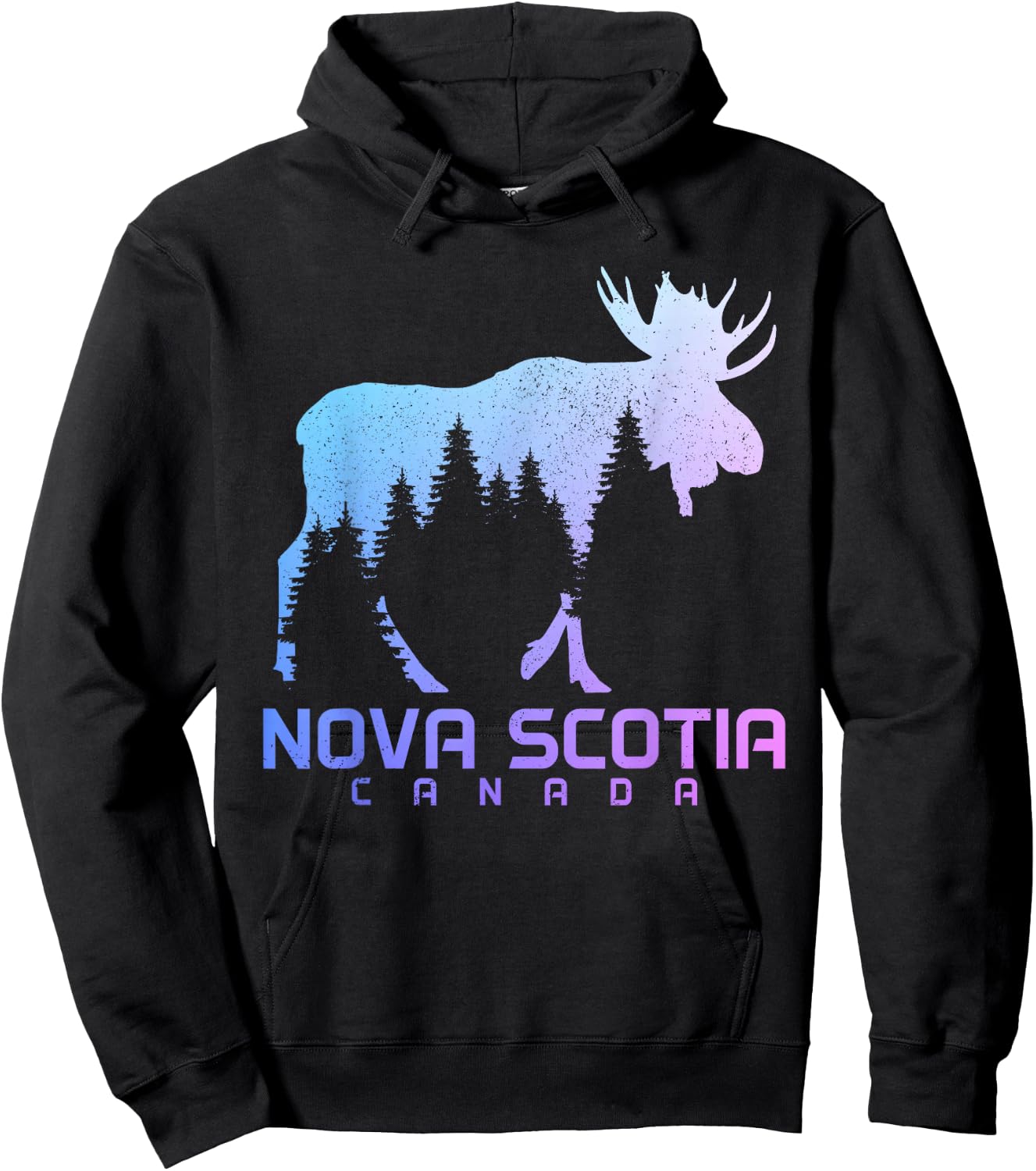 Nova Scotia Canada Vintage Moose Souvenir Hoodie - Hoodie | Black