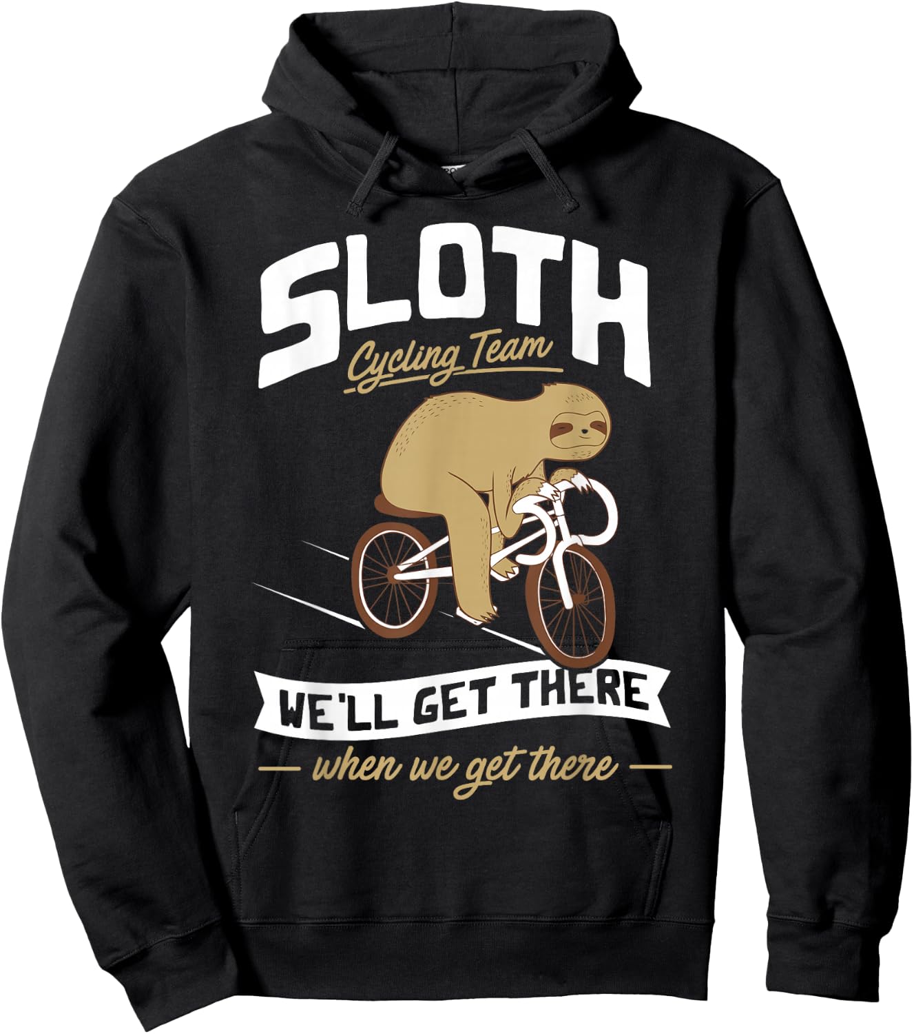 Sloth Cycling Team - Lazy Sloth Sleeping On Bicycle Hoodie - Hoodie | Black