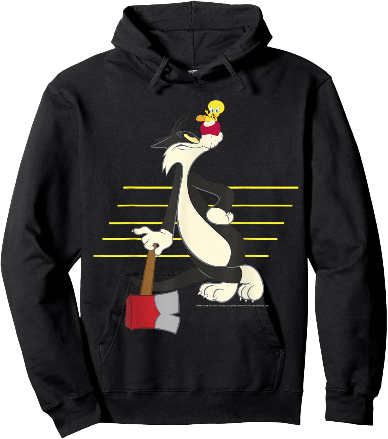 Looney Tunes Sylvester & Tweety Lined Portrait Hoodie - Hoodie | Black
