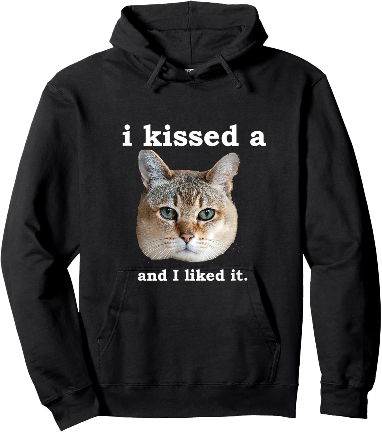 I Kissed a Cat and I Liked it Funny Novelty Design Women Girls Kids Hoodie - Hoodie | Black