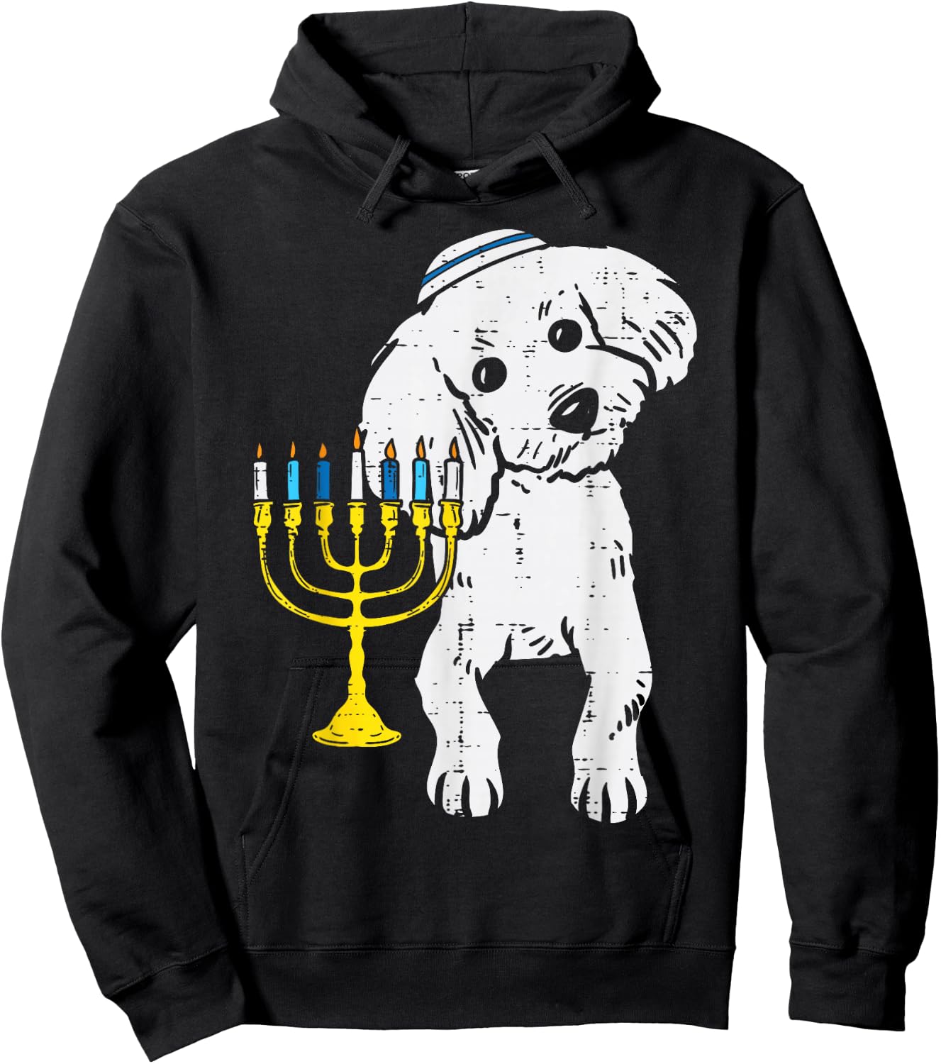 Jewish Poodle Dog Menorah Hanukkah Pajamas Chanukah PJs Hoodie - Hoodie | Black