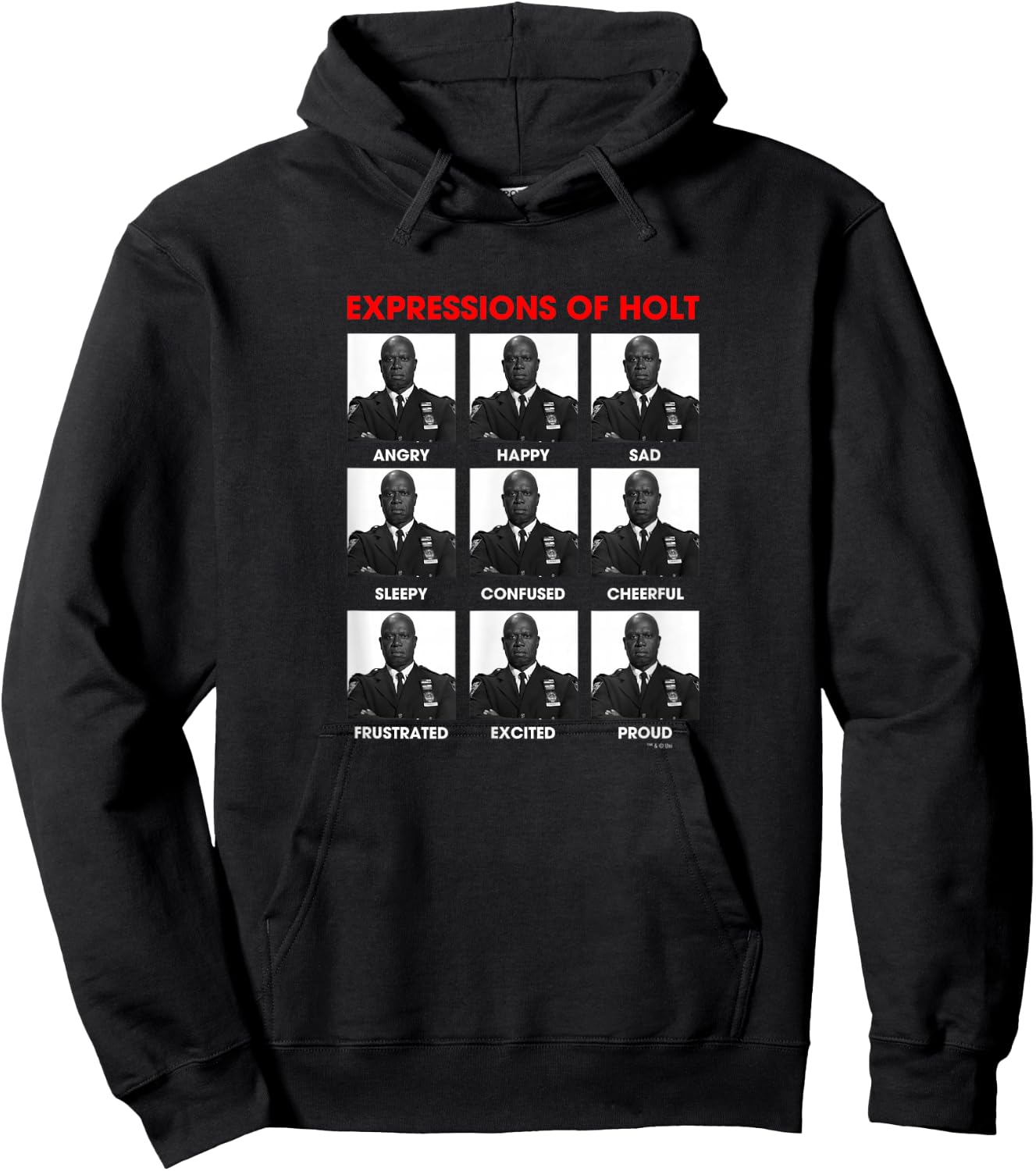 NBC Brooklyn Nine-Nine Expressions of Holt für Jungen - Schwarz, Kurzarm, , , Größe S Hoodie - Hoodie | Black