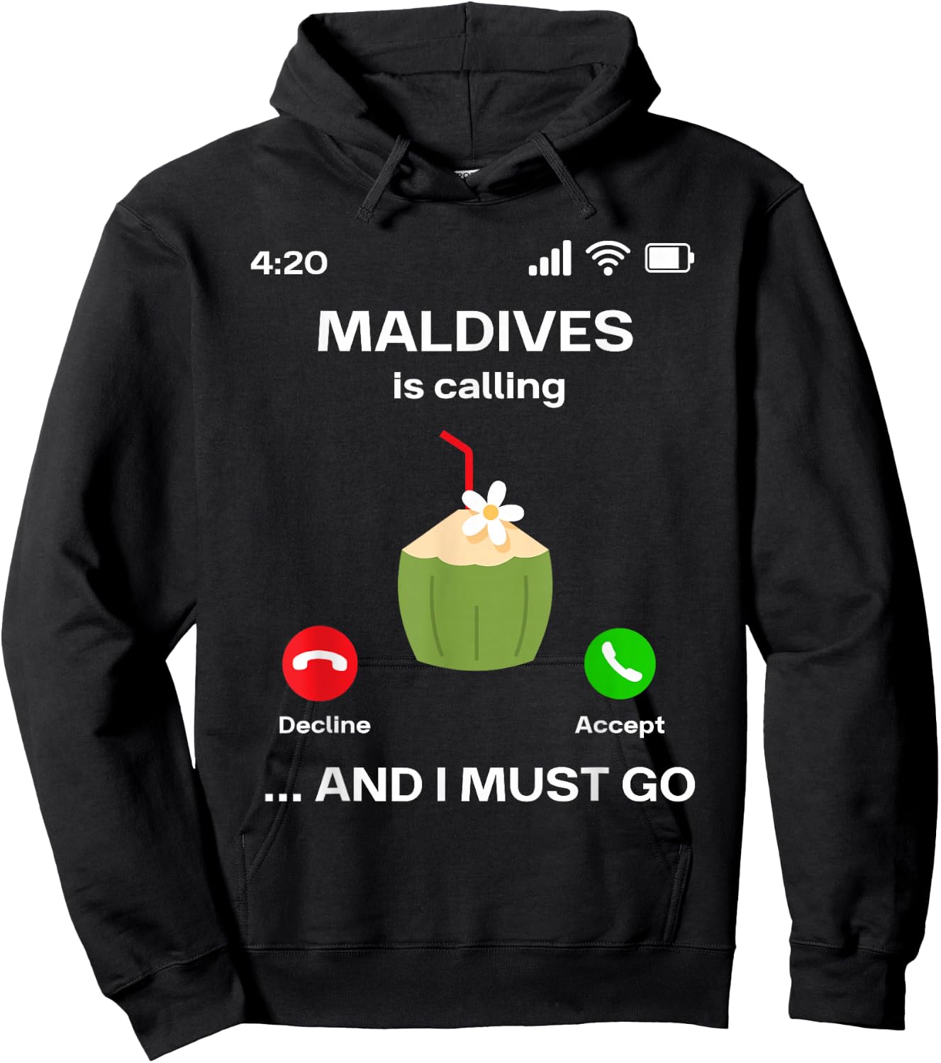 with German Text "Die Maldiven Rufen und ich muss Urlaub machen Maldives", black Hoodie - Hoodie | Black