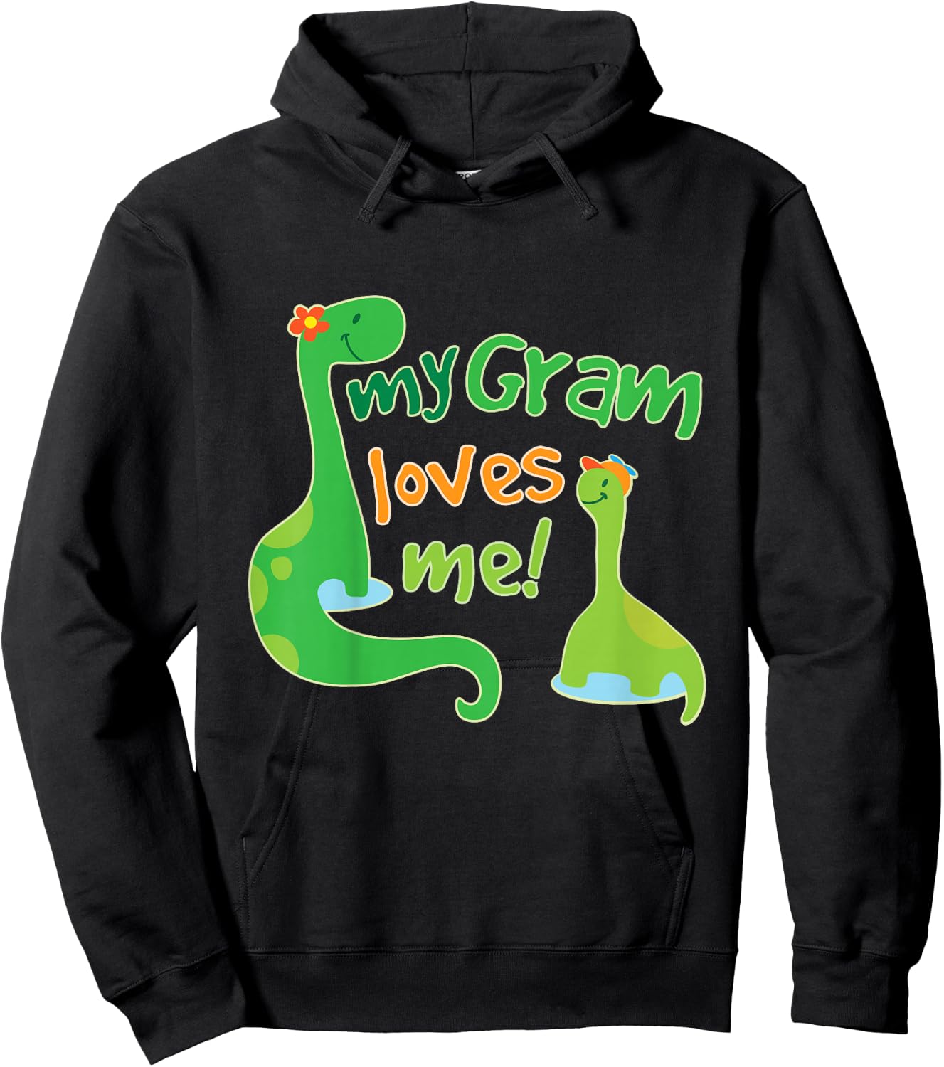 Kids My Gram Loves Me Grandson Dinosaur Hoodie - Hoodie | Black