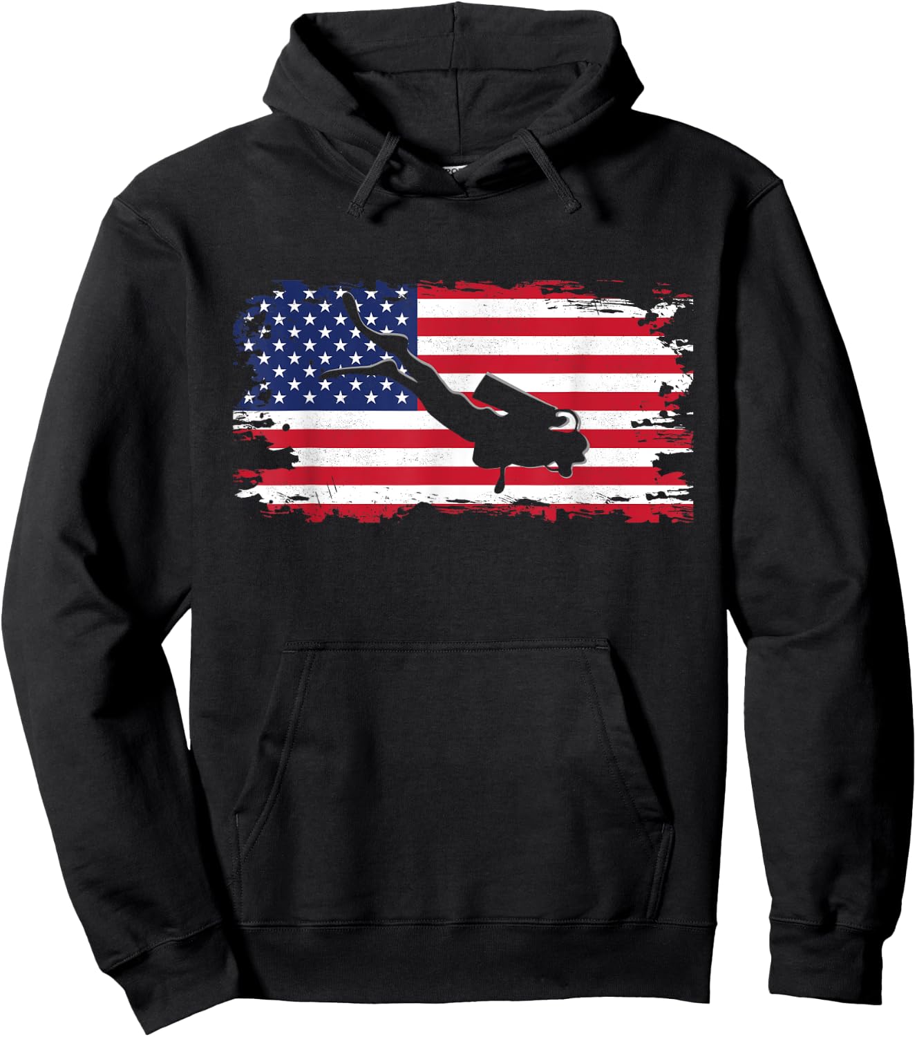 American Flag Scuba Diving Apparel - Scuba Diving Hoodie - Hoodie | Black
