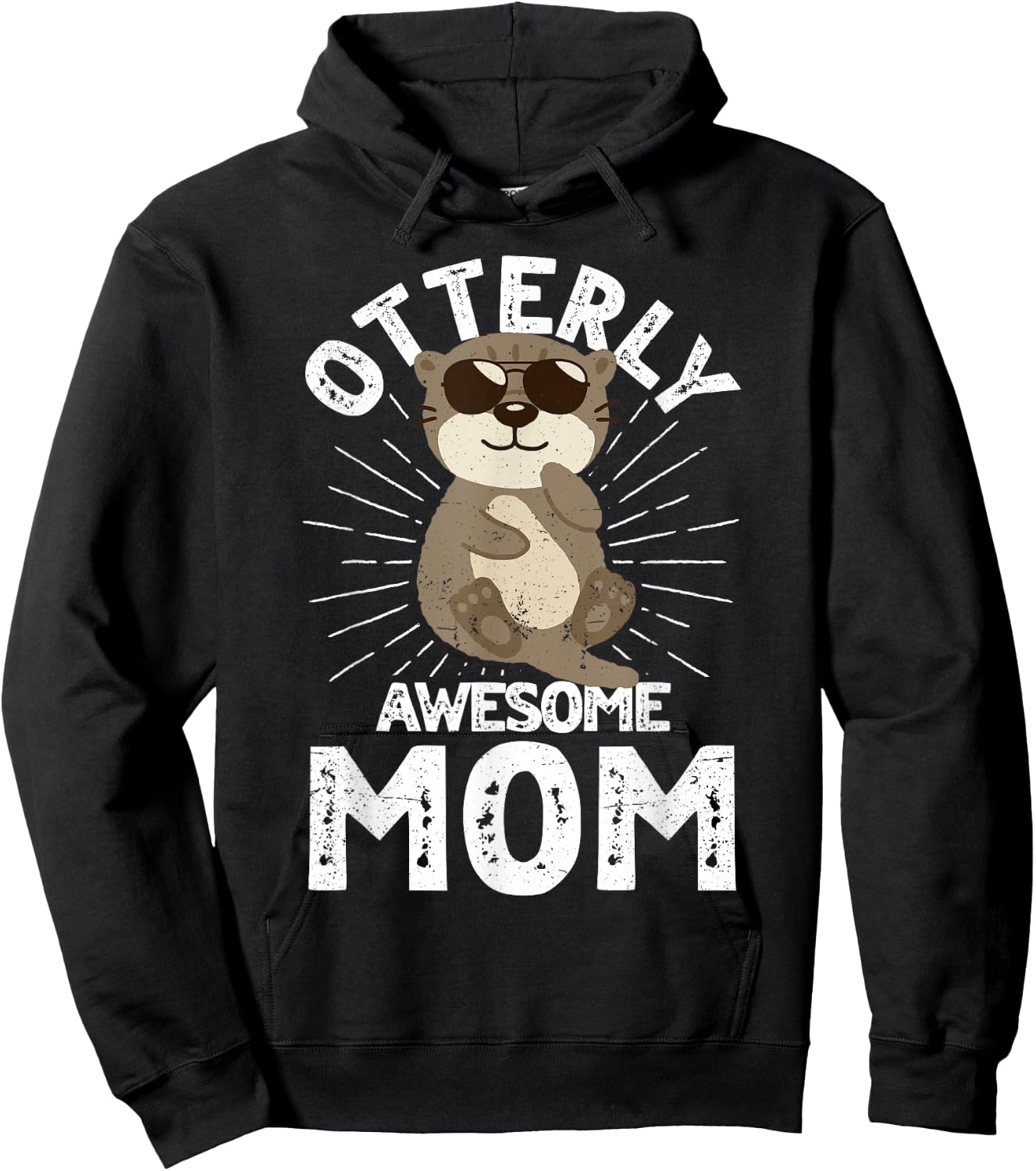 Funny Mom Otterly Awesome Mom Otter Graphic Hoodie - Hoodie | Black