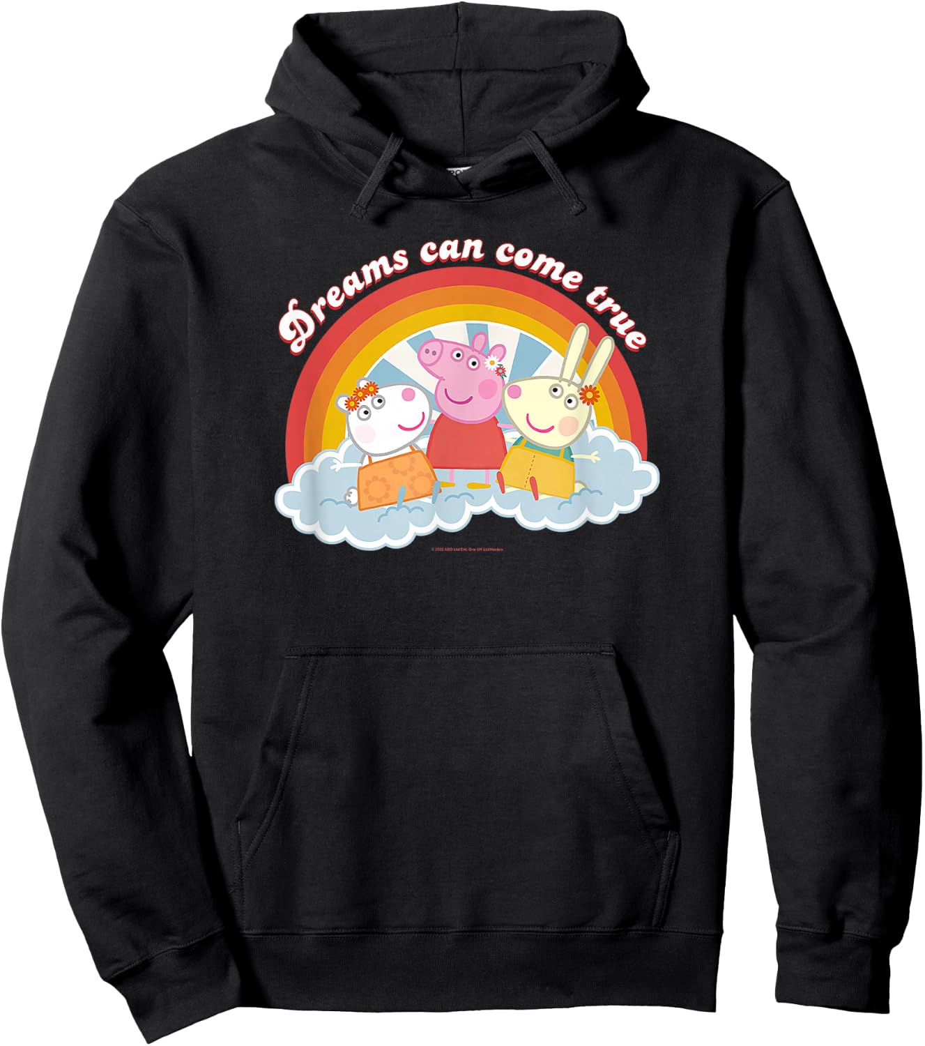 Peppa Pig Dreams Can Come True Friendship Retro Logo Hoodie - Hoodie | Black
