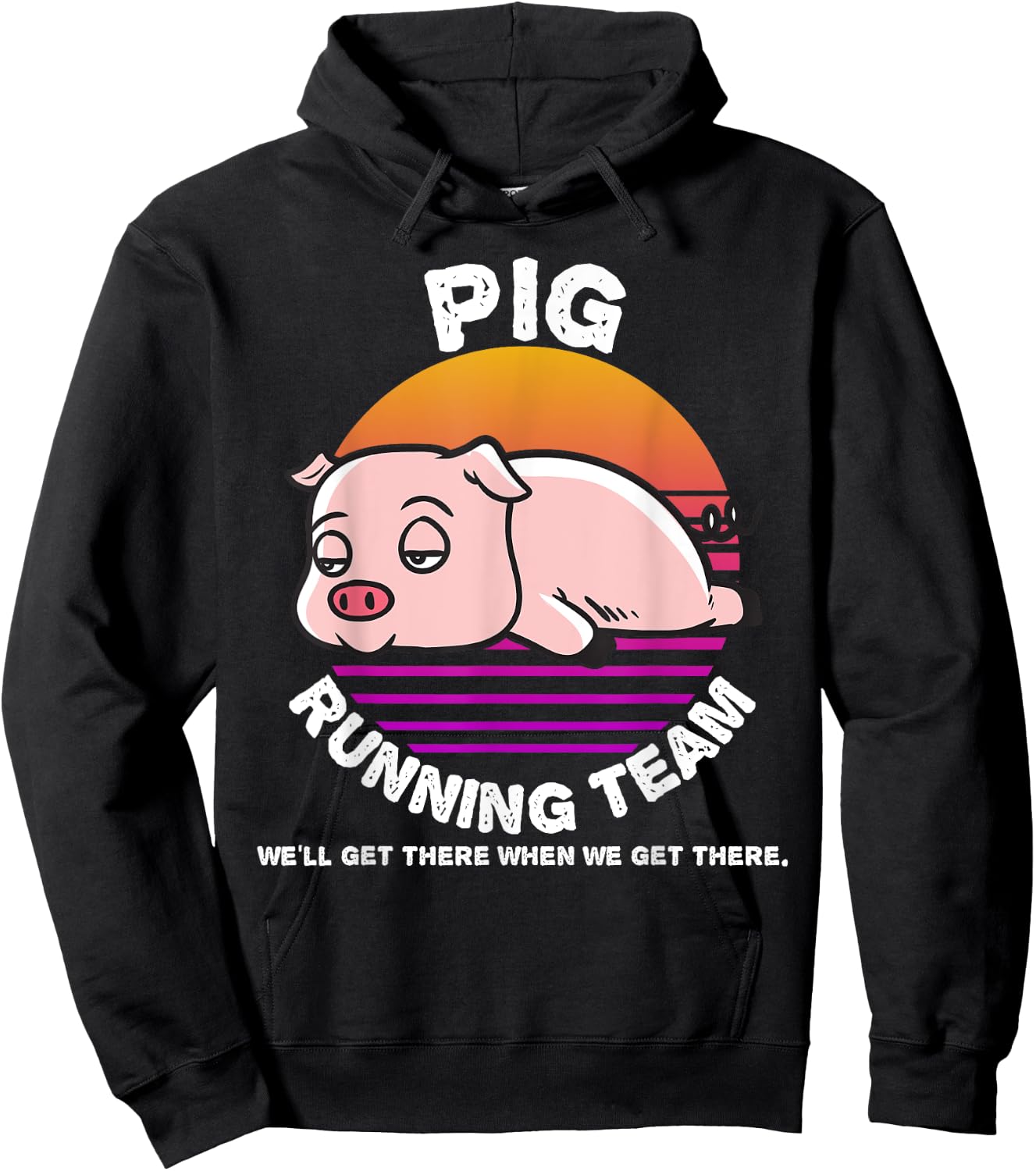 Funny Farm Pig Running Team Shirt Kids Men Women Gift Hoodie - Hoodie | Black