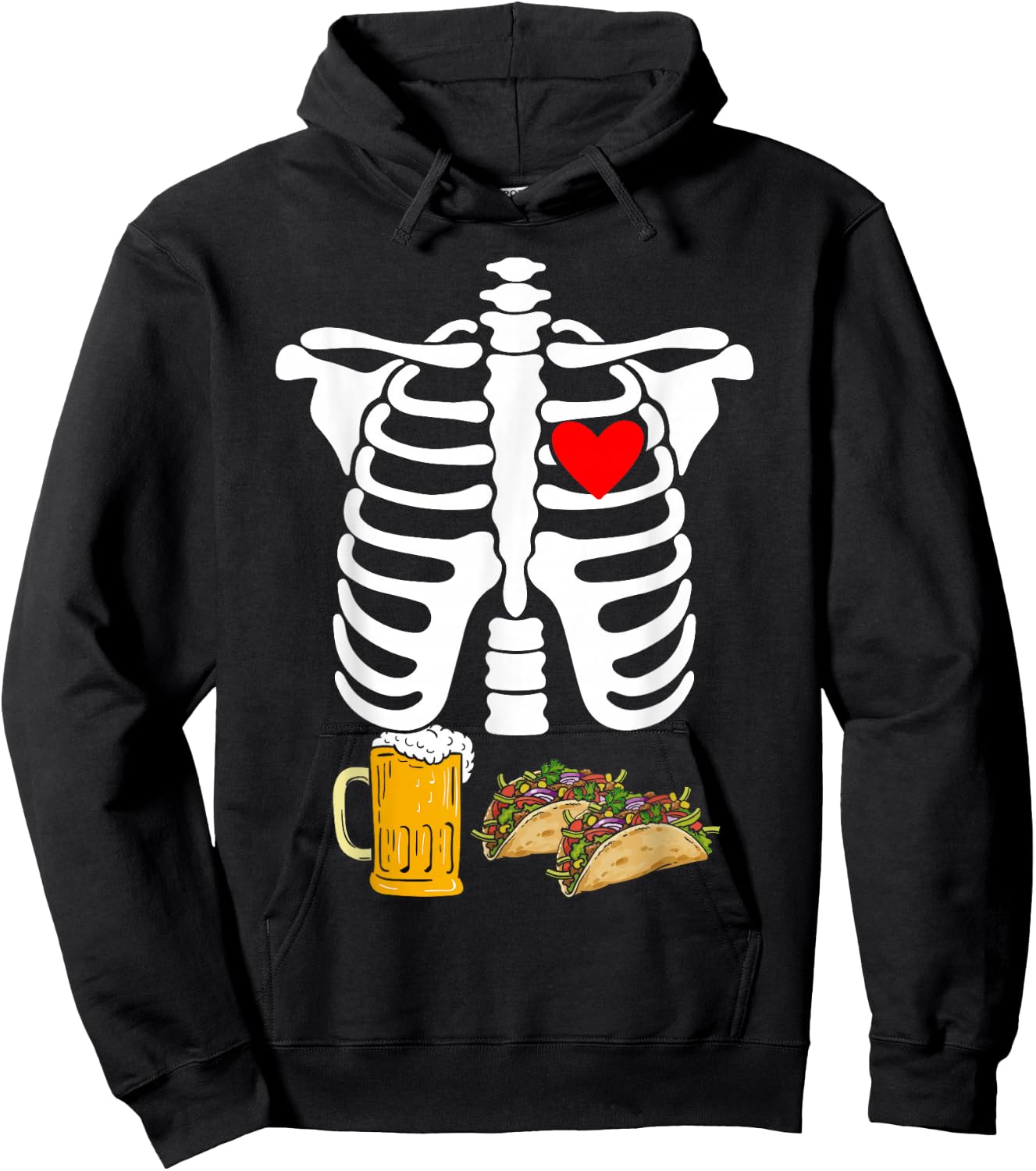 Rib Cage Skeleton X-Ray Drink Beer Taco Halloween Costume Hoodie - Hoodie | Black