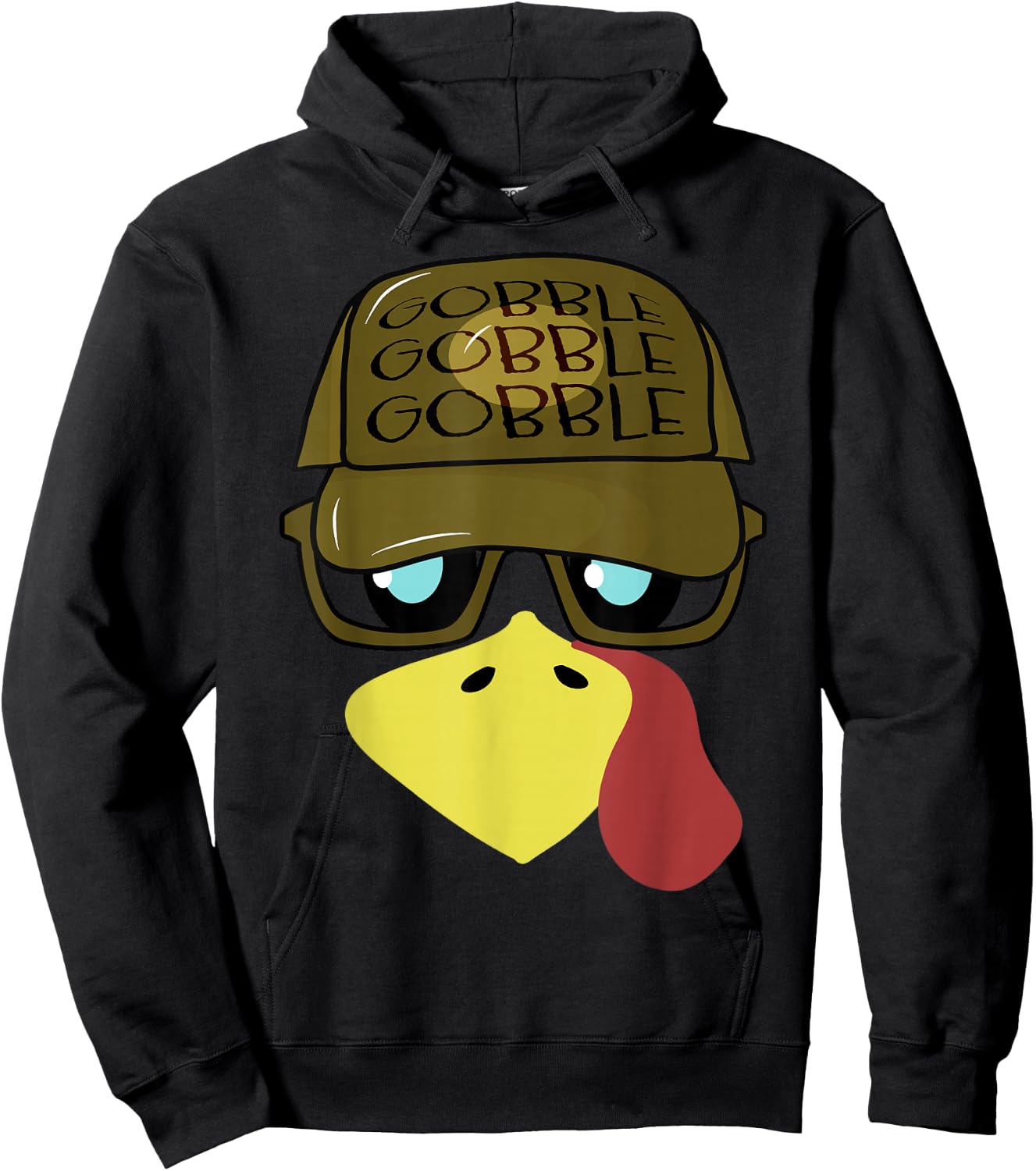 Thanksgiving Turkey Face with Sunglasses Funny Turkey Face Hoodie - Hoodie | Black