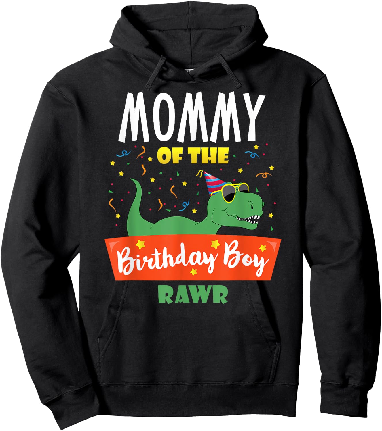 Mommy of the Birthday Boy Funny Dinosaur Party Raptor T Rex Hoodie - Hoodie | Black