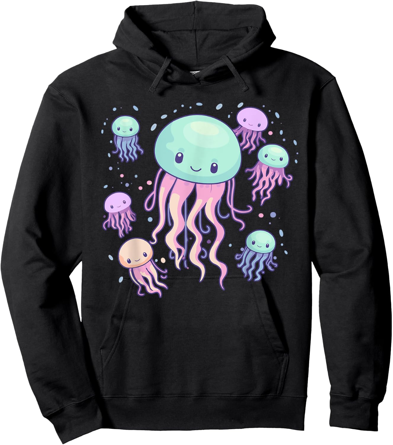 Jellyfish Cute Kawaii Sea Ocean Creature Fish School Pastel Hoodie - Hoodie | Black