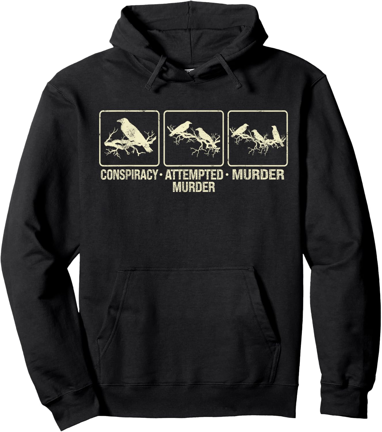 Funny Attempted Murder Crow Hoodie - Hoodie | Black