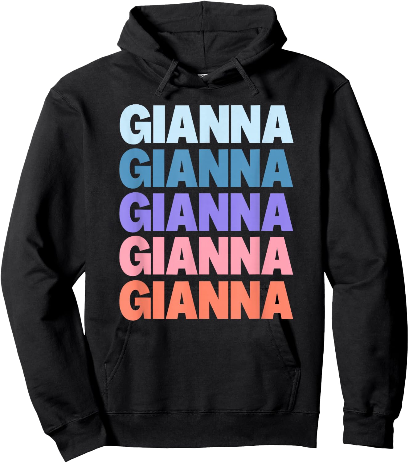 Funny Modern Repeated Text Design Gianna Hoodie - Hoodie | Black