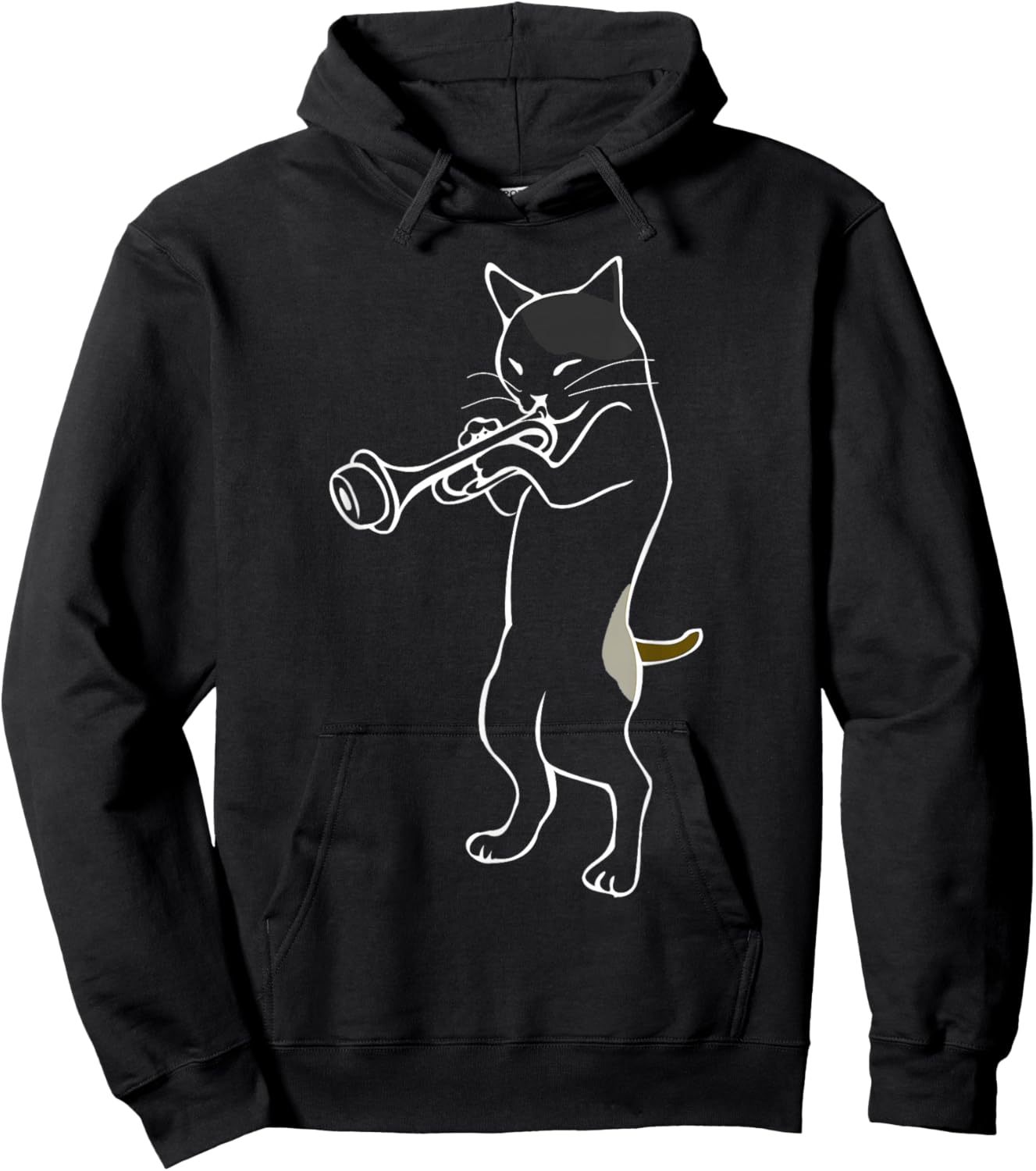 Jazz Cat | Cat Playing Trumpet Hoodie - Hoodie | Black