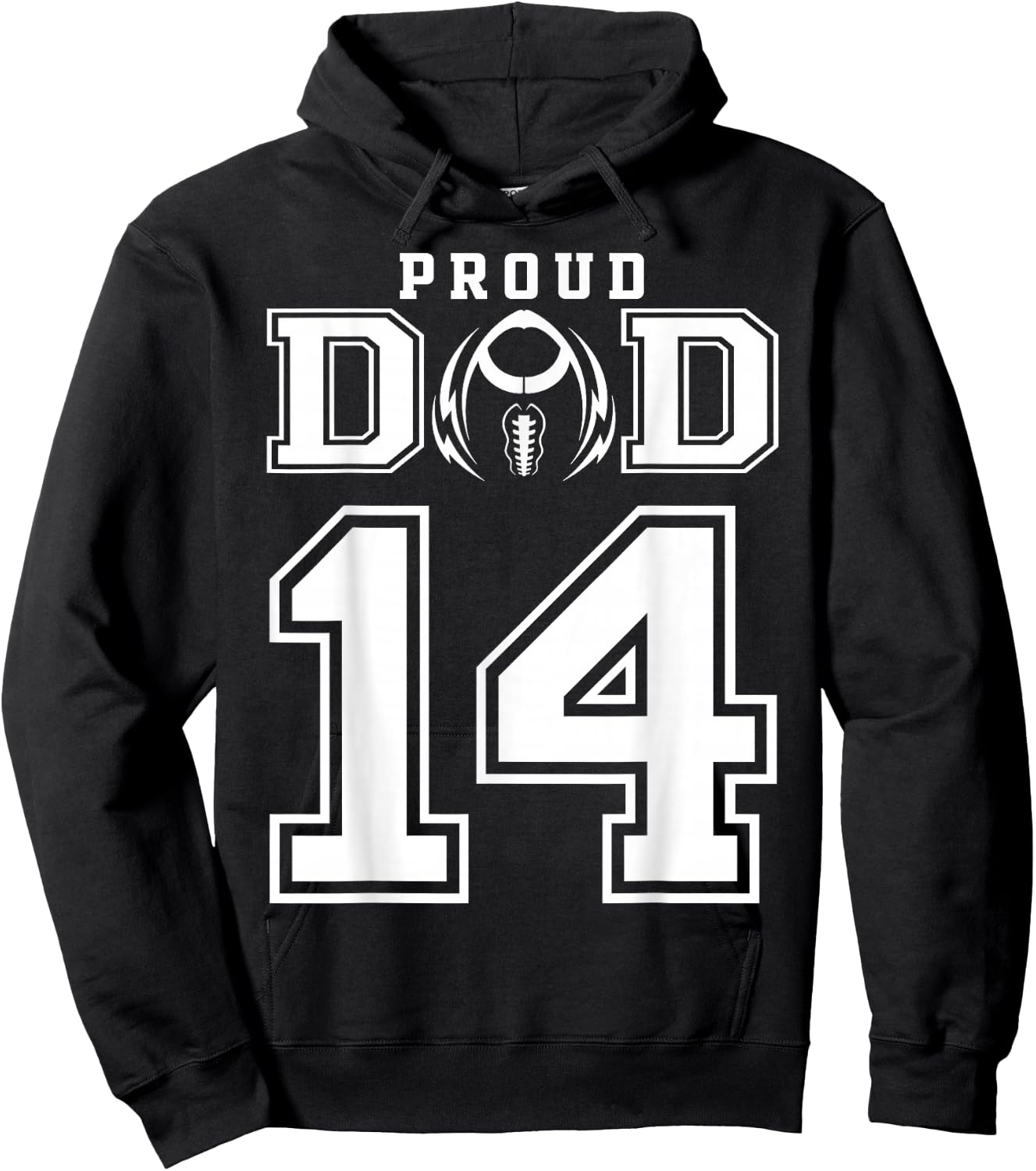 Custom Proud Football Dad Number 14 Personalized Hoodie - Hoodie | Black