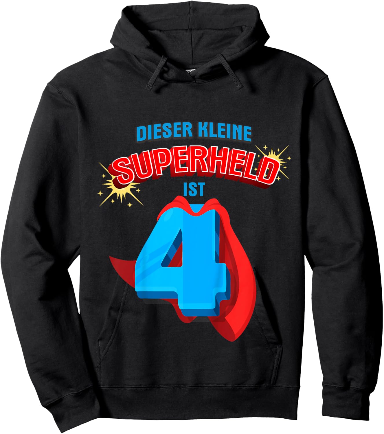 Children's 4th Birthday Shirt Hero Superhero 4 Years Hoodie - Hoodie | Black