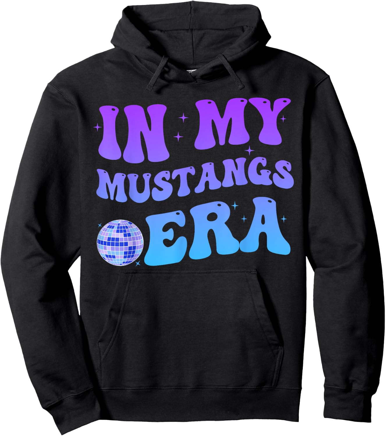 In My Mustangs Era Back to School Spirit Game Retro Groovy Hoodie - Hoodie | Black