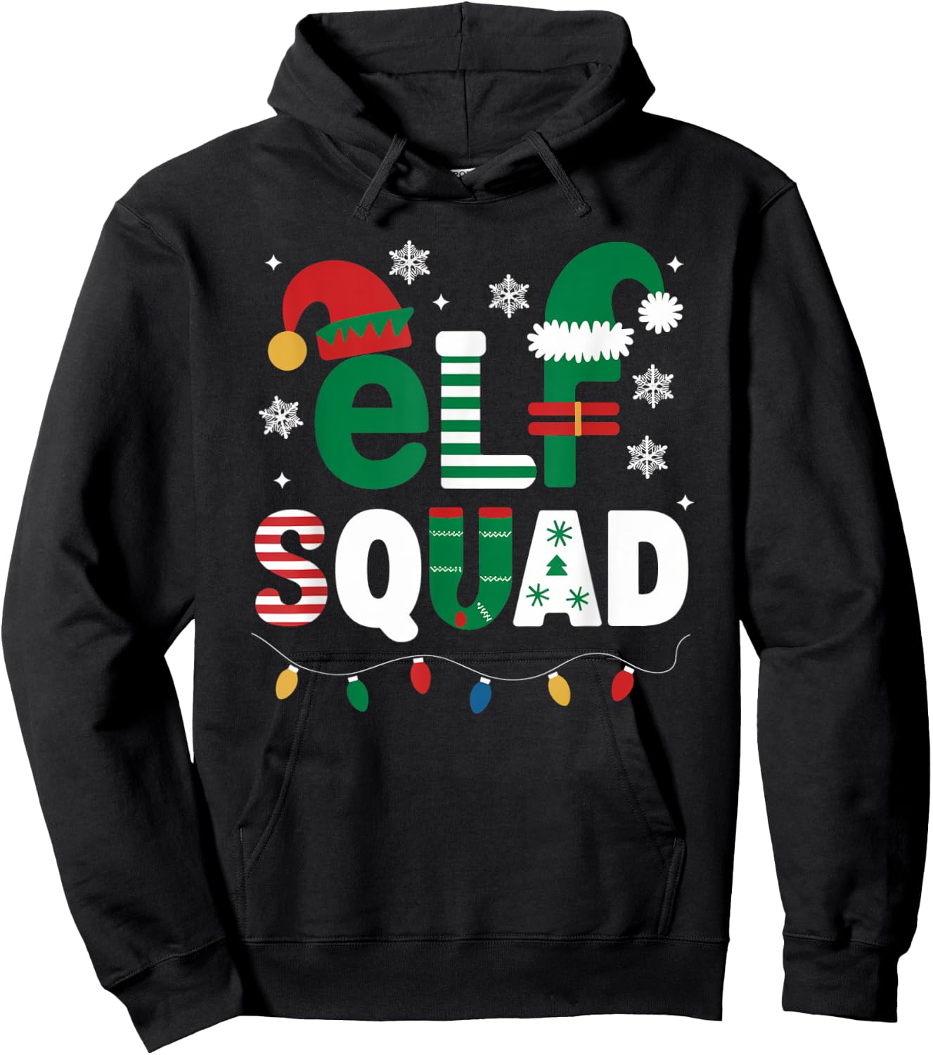 Elf Family Christmas Matching Pajamas Xmas Elf Squad Gifts Hoodie - Hoodie | Black