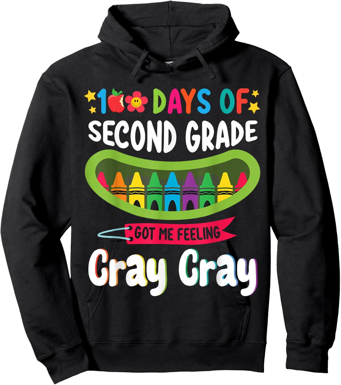 Student 100 Days of Second Grade Got Me Feeling Cray Cray Hoodie - Hoodie | Black