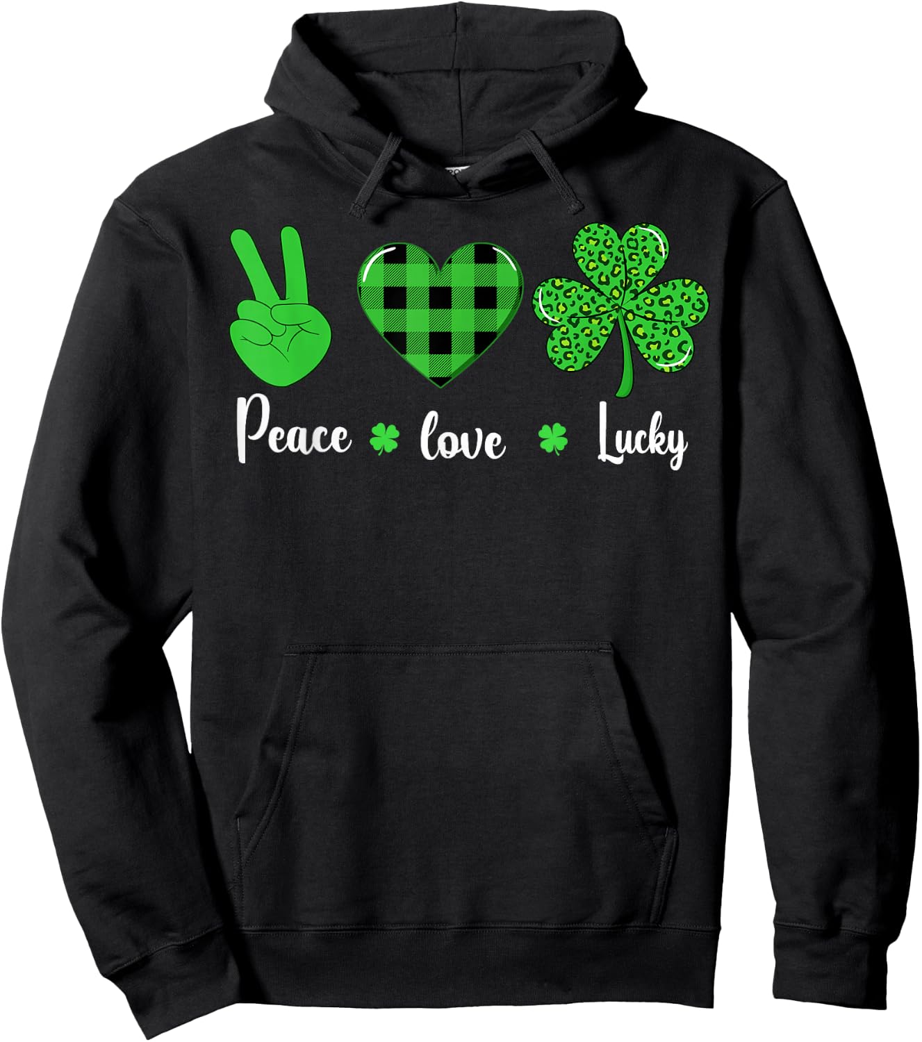 St Patricks day Shamrock leopard lucky love Irish women kids Hoodie - Hoodie | Black