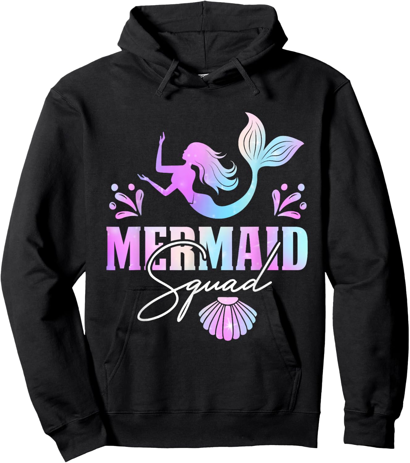Mermaid Squad Birthday Squad Party Matching Kids Girl Hoodie - Hoodie | Black