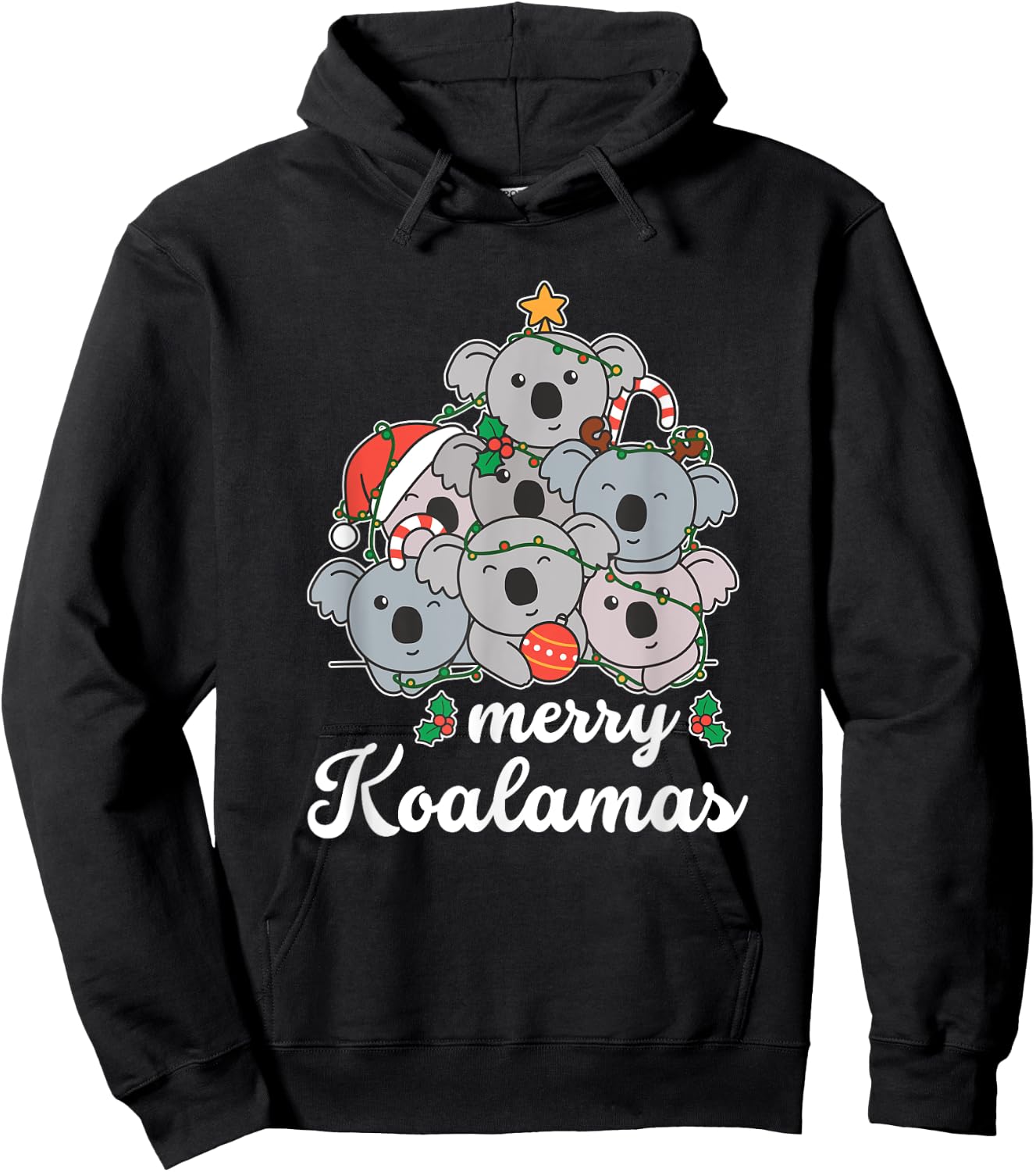 Merry Koalamas Pun Koala Christmas Hoodie - Hoodie | Black