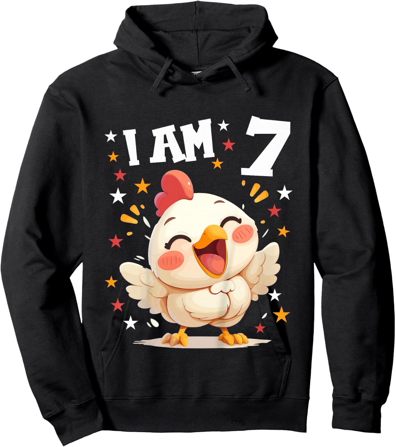 Kids 7 Years old 7 birthday Chickens Boy Girl Chicken Hoodie - Hoodie | Black