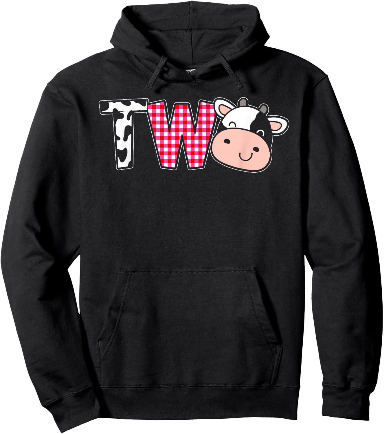 Second Birthday Girl Cow Farm, 2nd Birthday Cow 2 Toddler Hoodie - Hoodie | Black