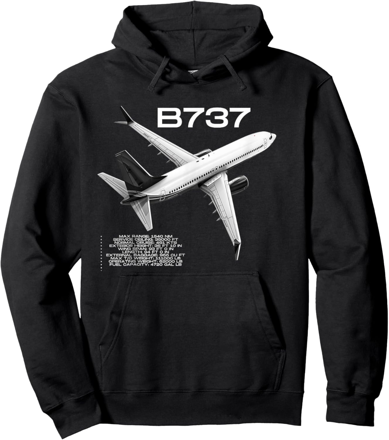 B737 Airplanes ! Aviation Jet Hoodie - Hoodie | Black