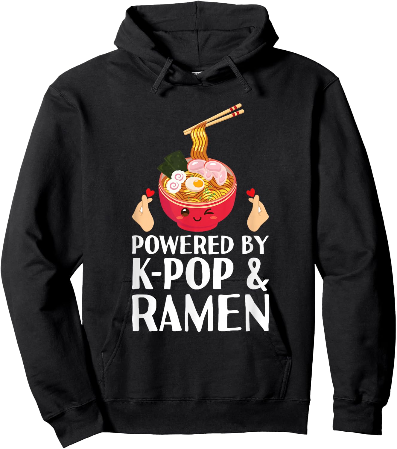 Powered by K-pop and Ramen Kpop Merch Merch Merchandise Teen Girl , black Hoodie - Hoodie | Black