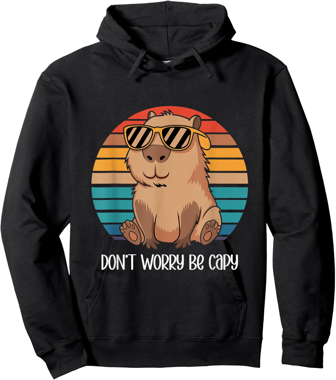 Capybara Dont Worry Be Cappy Capybara Retro Boys Girls Hoodie - Hoodie | Black