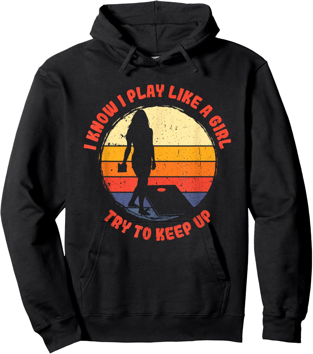 I know i play like a girl women retro cornhole Hoodie - Hoodie | Black