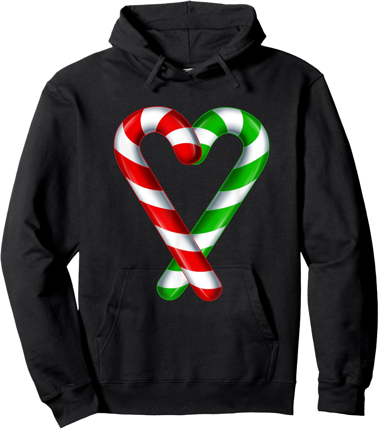 Candy Cane Heart Merry Green Red White Candy Couples Hoodie - Hoodie | Black