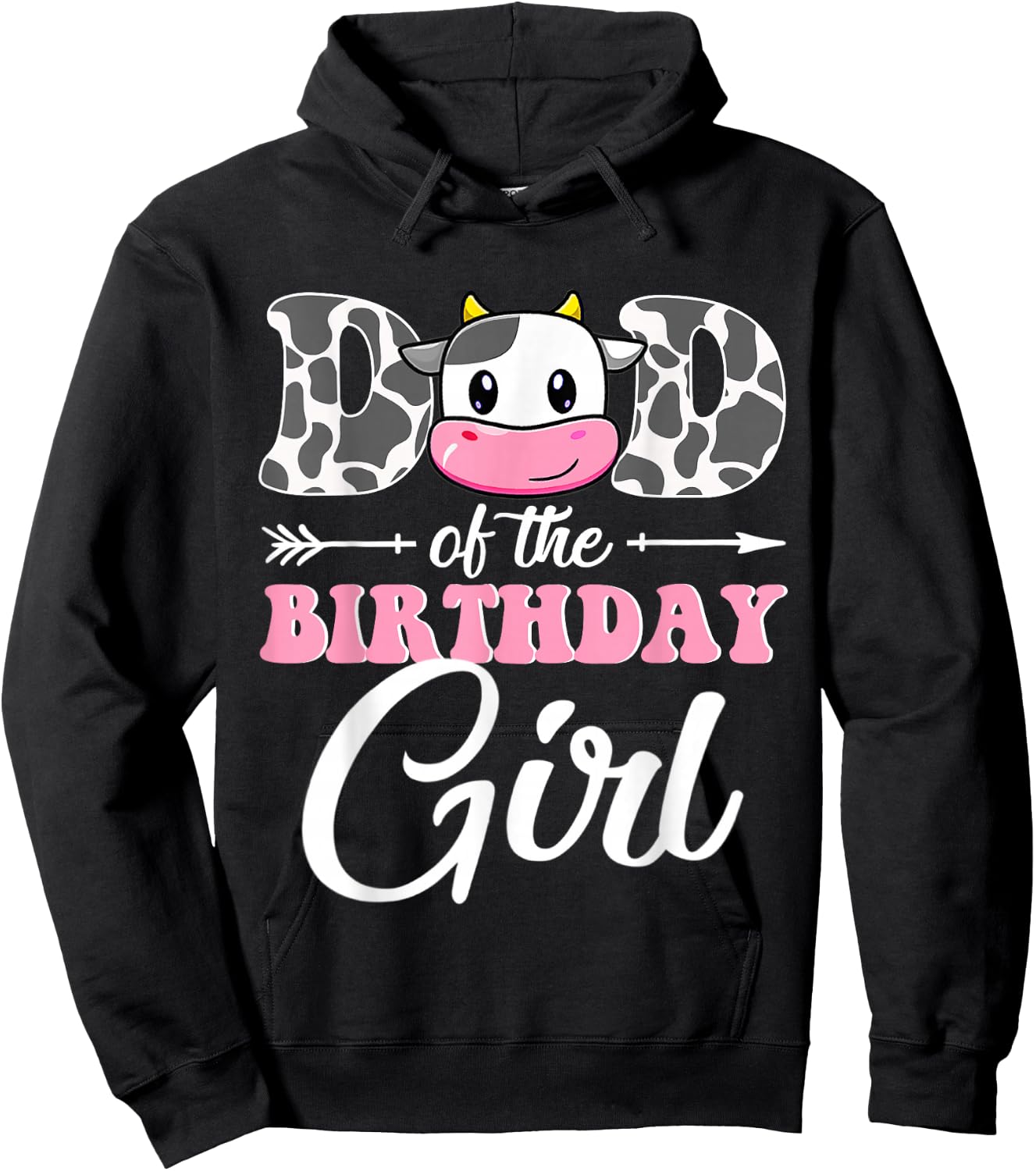 Dad Of The Birthday Girl Matching Farm Cow Father Daddy Papa Hoodie - Hoodie | Black